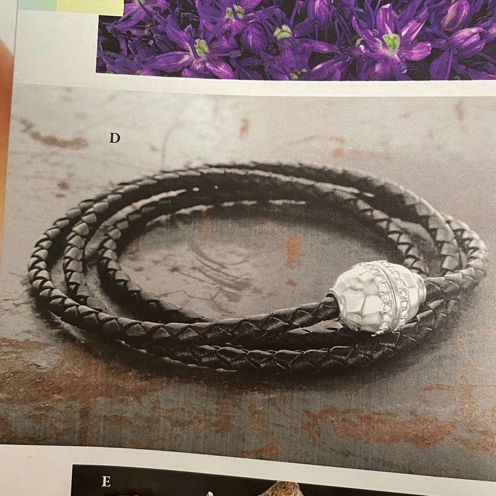 Silpada Leather, Silver and Cubic Zirconia Bracelet